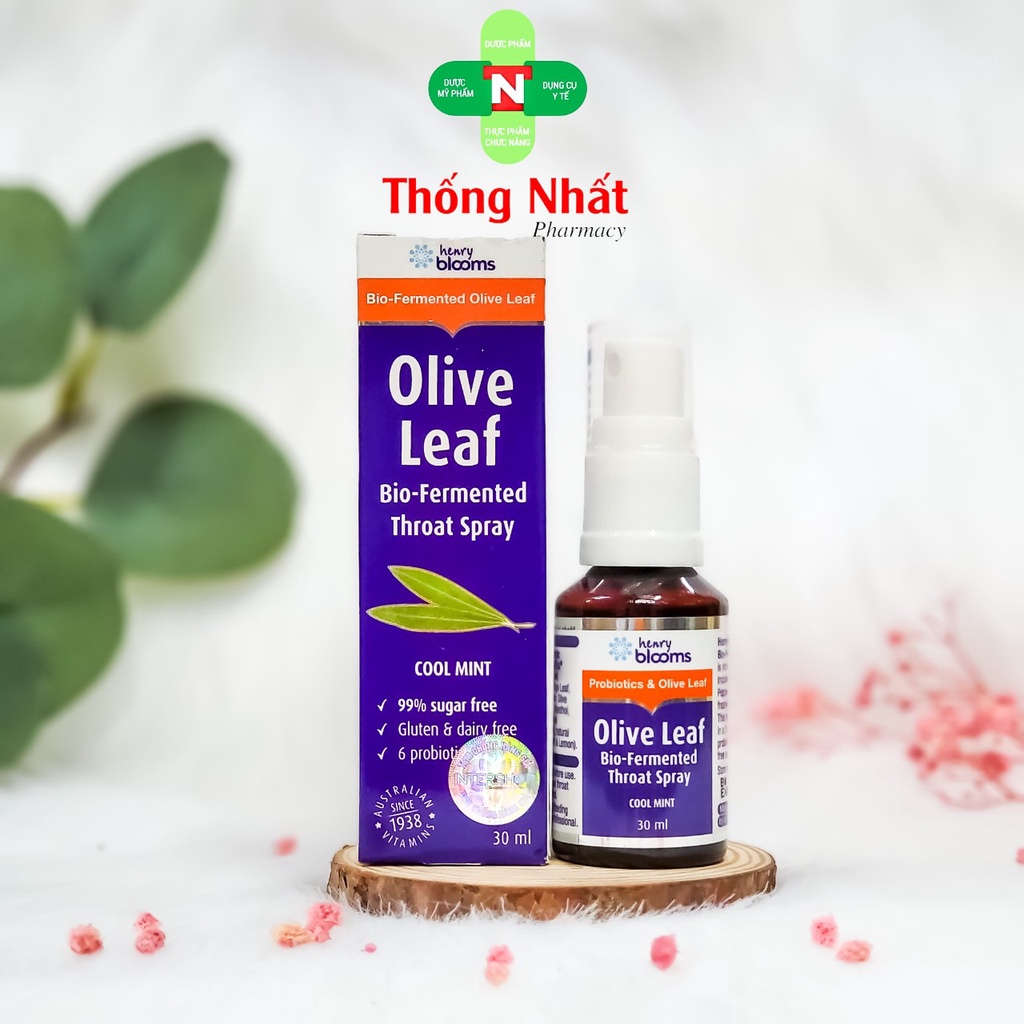 Olive Leaf Extract Bio-Fermented Throat Spray Xịt Ho, Viên Họng Henry Blooms