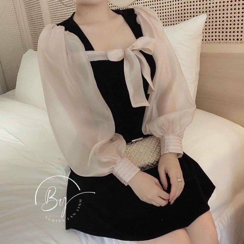 Đầm Nơ Voan Tay Dài Style Tiểu Thư TTP STORE