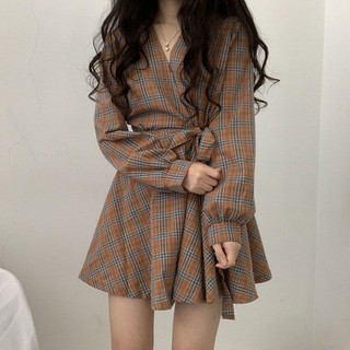 [ORDER TAOBAO] VÁY KẺ CARO THẮT DÂY