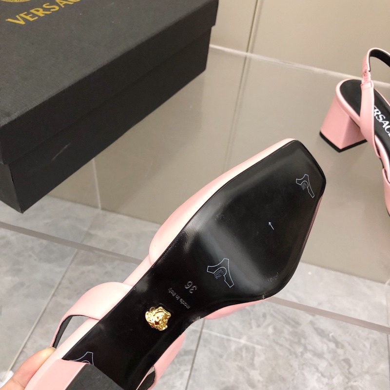 Giày cao gót quai hậu mũi vuông thương hiệu Versace cao cấp