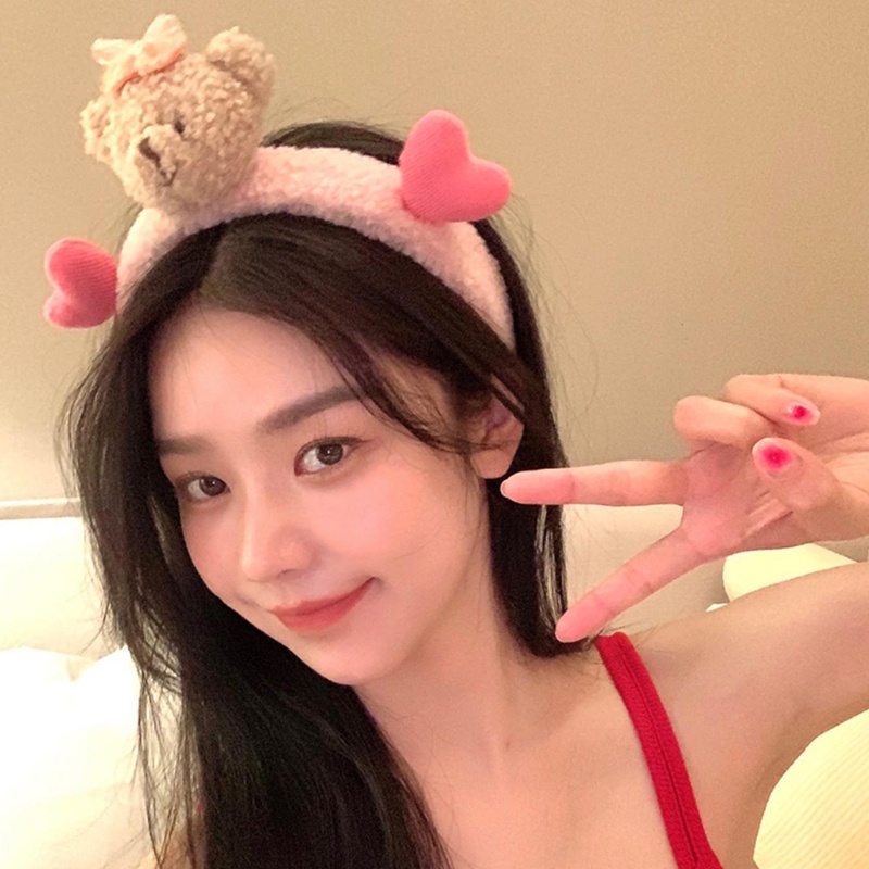 Băng Đô Cài Tóc Hình Thỏ / Gấu Hoạt Hình Bằng Lông Nhung Dễ Thương Xinh Xắn