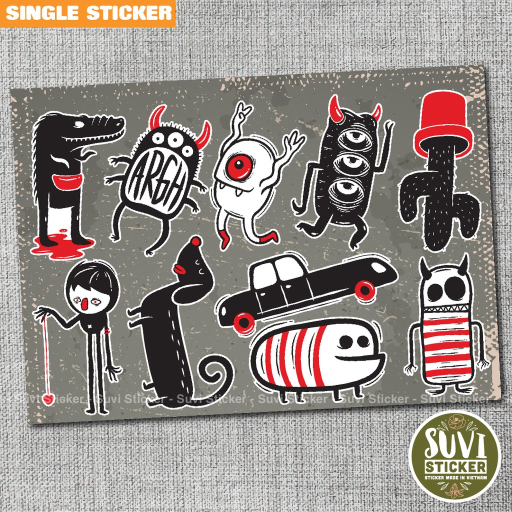 Single Sticker - Hình dán Đỏ Đen chống nước sticker dán laptop, điện thoại, đàn guitar, mũ bảo hiểm, vali. SG05