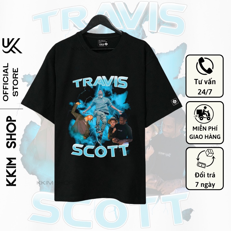 Áo Thun Tay Lỡ Travis Scott, Form rộng oversize, áo phông unisex, chất liệu Cotton - KKIM Shop
