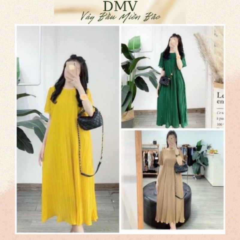 Váy bầu ly von cao cấp chất liệu voan nhập khẩu siêu mát mềm mịn đầm bầu thiết kế sang chảnh mặc đi làm đi chơi đều được
