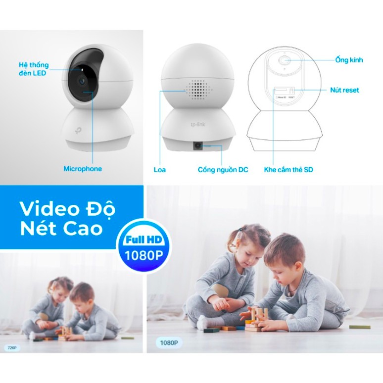 Camera Wi-Fi TP-Link -Tapo C200- sắc nét 1080P 2MP ngày đêm âm thanh 2 chiều hỗ trợ thẻ nhớ lên đến 128GB - BH 24TH