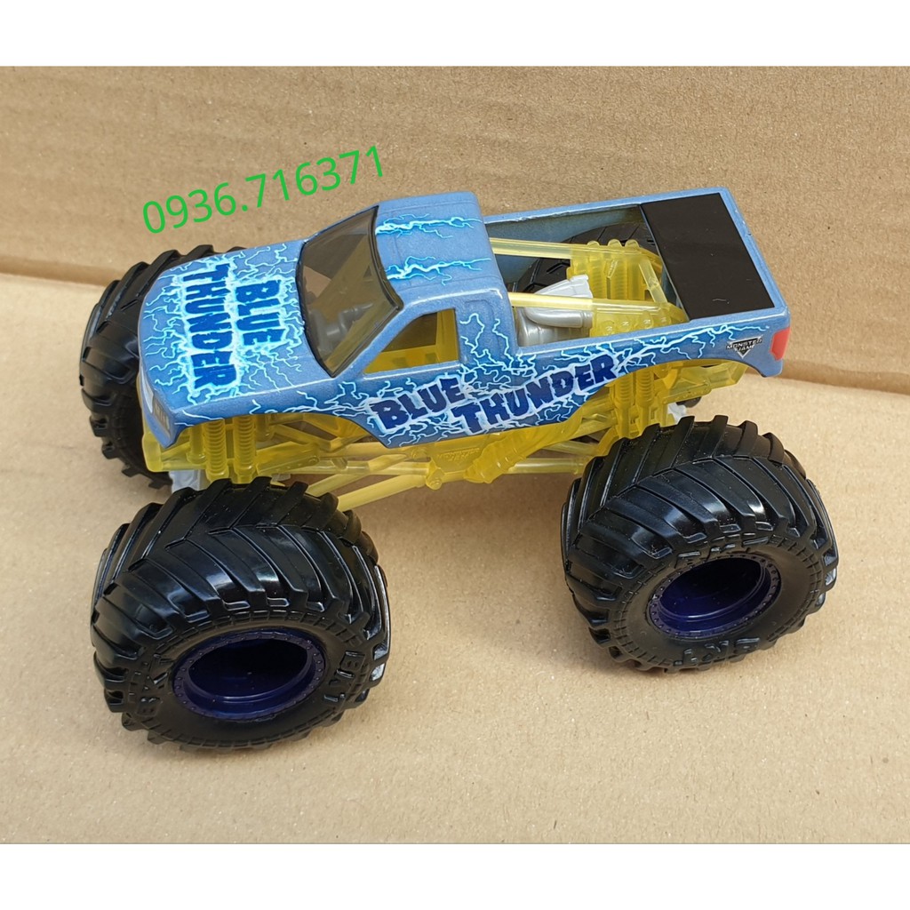Mô hình xe tải quái vật Monter Jam đổi màu CMJ03 Blue Thunder hàng Spin Master Canada