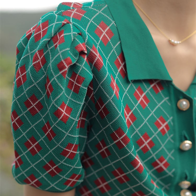 Áo Sweater chui đầu màu sắc hình thoi kiểu Pháp dễ thương 178220Áo cổ bẻ tay phồng chất liệu lụa thời trang mùa hè cho nữ | BigBuy360 - bigbuy360.vn