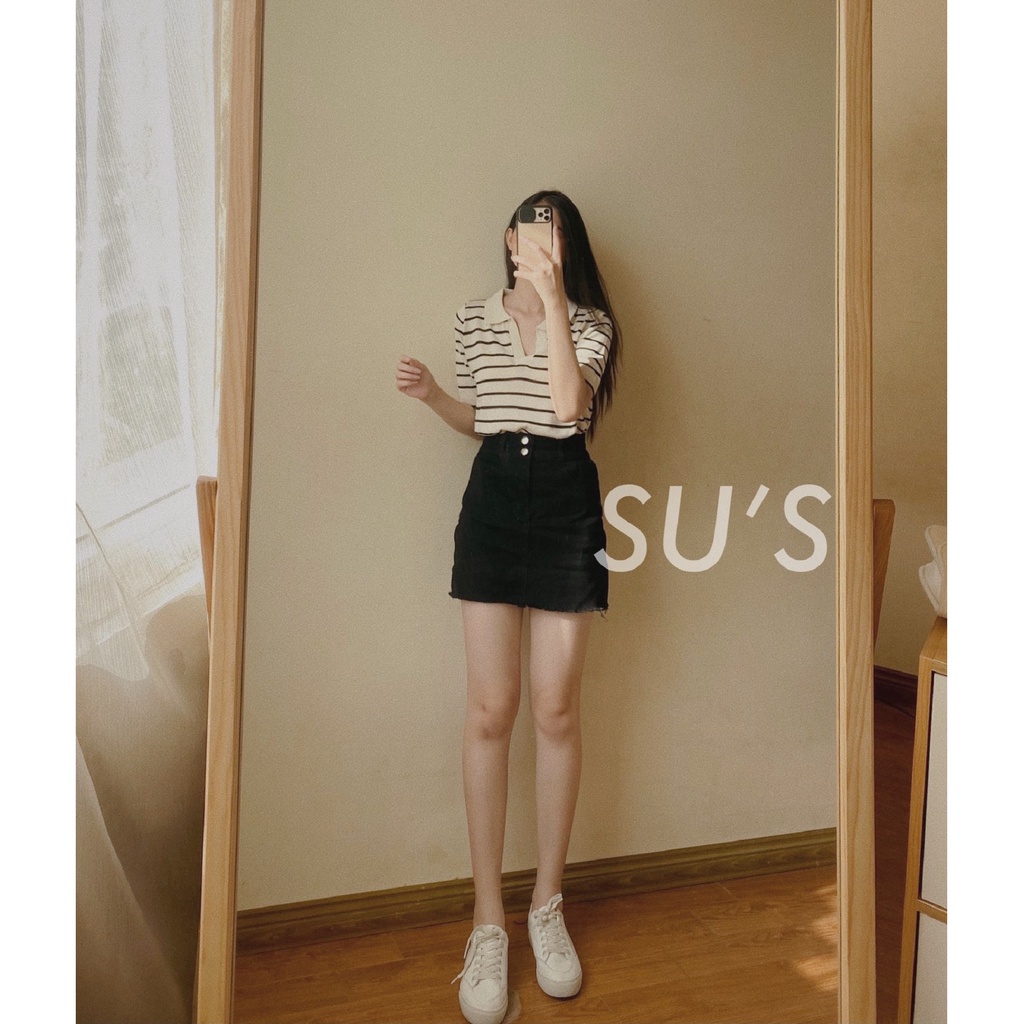 Áo len polo cổ V kẻ ngang A1949 SUSTORE | BigBuy360 - bigbuy360.vn