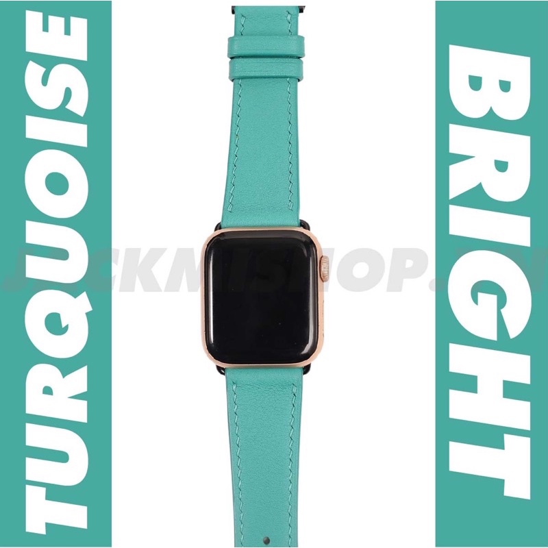 [BẢO HÀNH 1 NĂM] Dây Da BÊ SWIFT may tay thủ công màu Xanh Ngọc khóa Bướm cho Apple Watch series 1/2/3/4/5/6/7