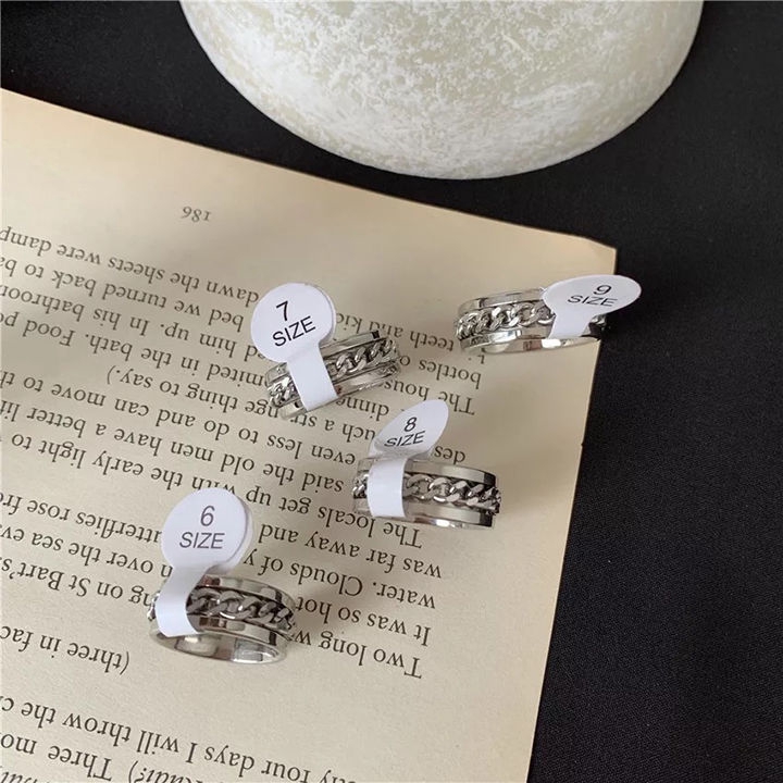 Nhẫn bảy lớp kiểu xích có thể xoay vòng thời trang