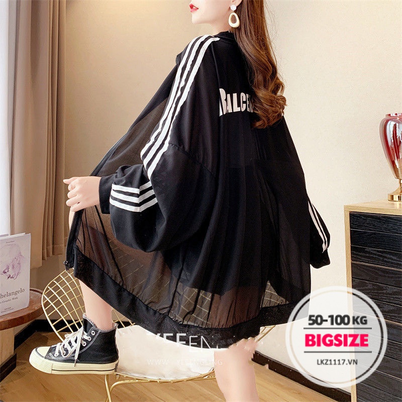 Áo chông nắng nữ Bigsize Áo khoác chông nắng hoodie mỏng form rộng tay dài thoáng khí Chống tia mùa hè Phong cách Hàn Quốc Thời Trang tiểu thư cá tính xinh đẹp cho người mập béo