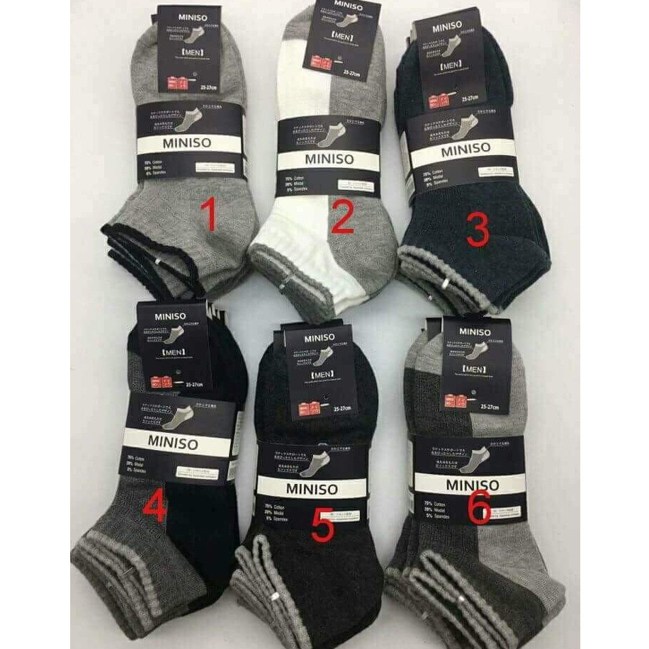 5 đôi tất nam thể thao cổ ngắn mã tất miniso