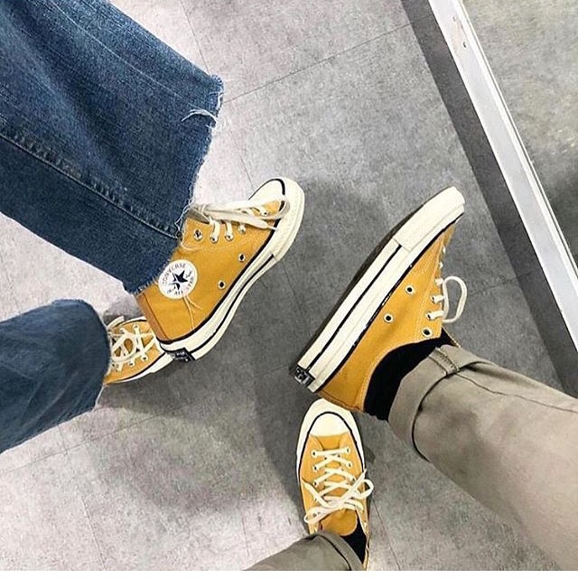 converse 1970s sunflower on feet 