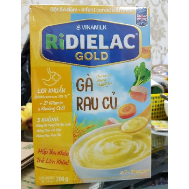 Bột ăn dặm Ridielac Gold Gà rau củ - Hộp giấy 200g