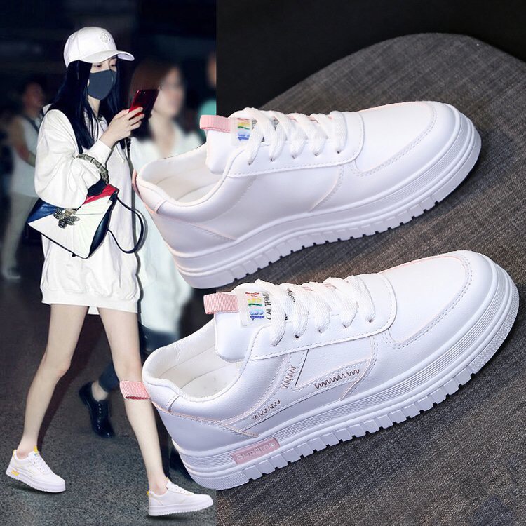 Giày Thể Thao Sneaker Nữ trắng đi học giá rẻ đẹp thời trang viền vàng hồng Qyana Store 201