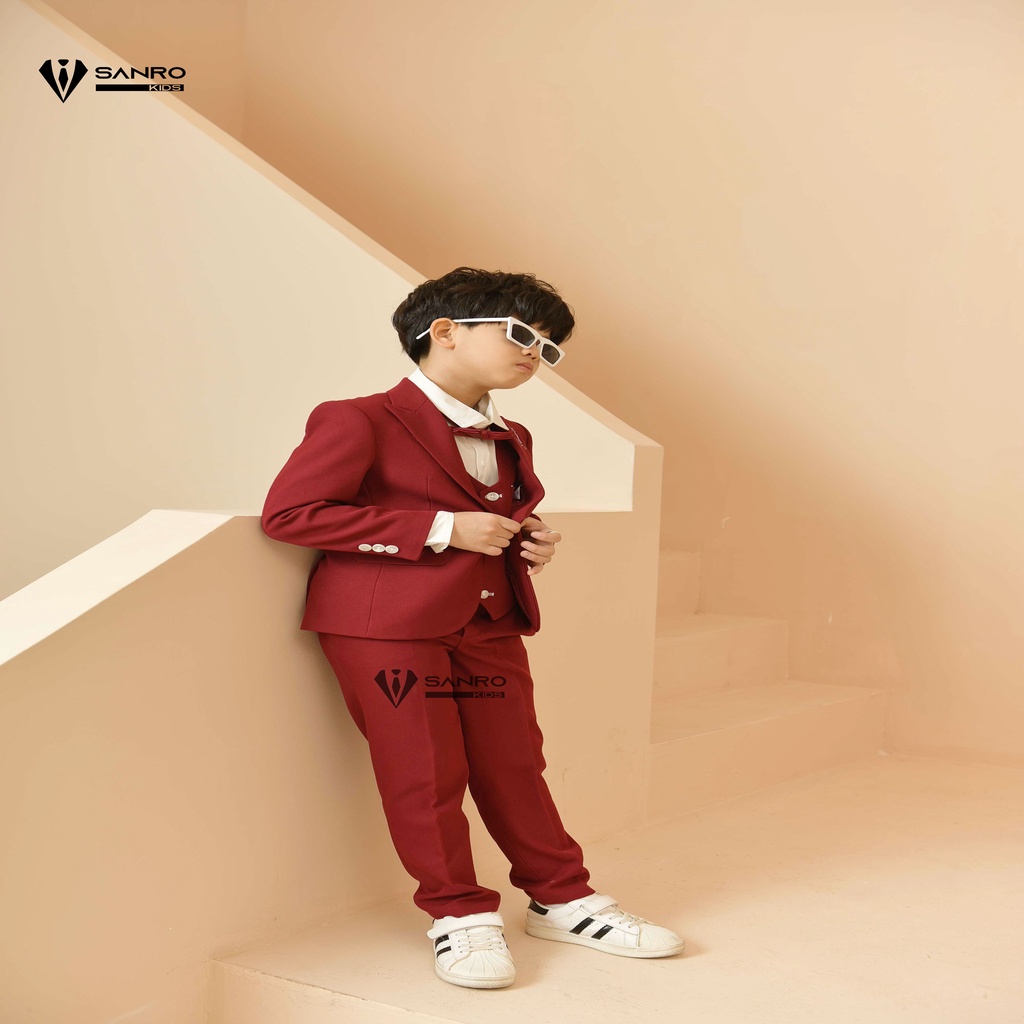 Bộ vest bé trai SANRO KIDS màu đỏ đô cao cấp