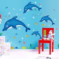Decal dán tường cá voi xanh  ( TO )
