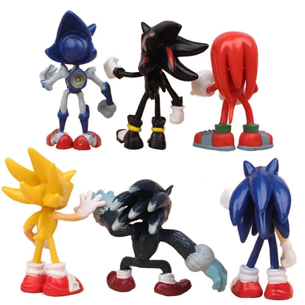 LILYES Collectible Dolls Tails Werehog Cartoon Figurines Kids Hedgehog Toy Sonic Figure Shadow Hedgehog Model Toy PVC Figure Sound Sonic Figure Movie Game Dolls Kids Birthday Gift Action Figures