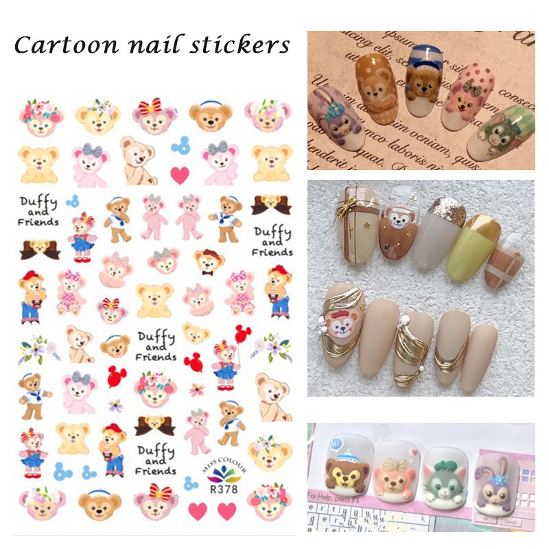Sticker 3D họa tiết hoạt hình trang trí móng tay dễ thương