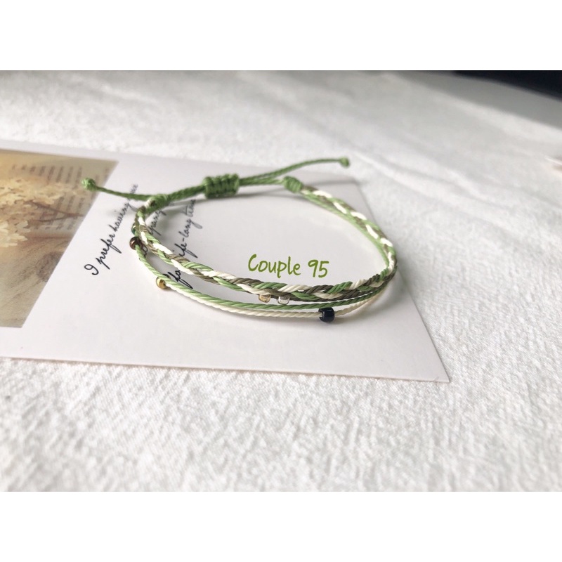 Vòng tay, vòng chân nam nữ waterproof phối hạt cườm basic