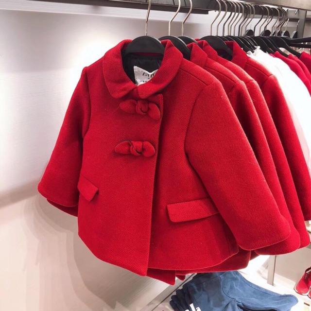 Áo dạ đỏ nơ ngực Zara dư xịn 2019