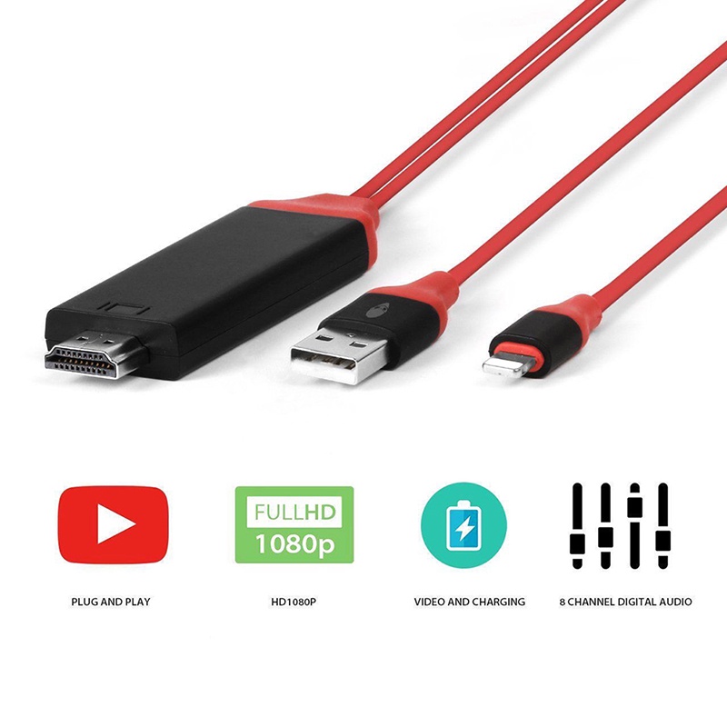 Cáp Chuyển Đổi Cổng Lightning Sang Hdmi Tv Av 2m 0610 Cho Iphone 7 7 + 6 6s 5 5s Ipad | BigBuy360 - bigbuy360.vn