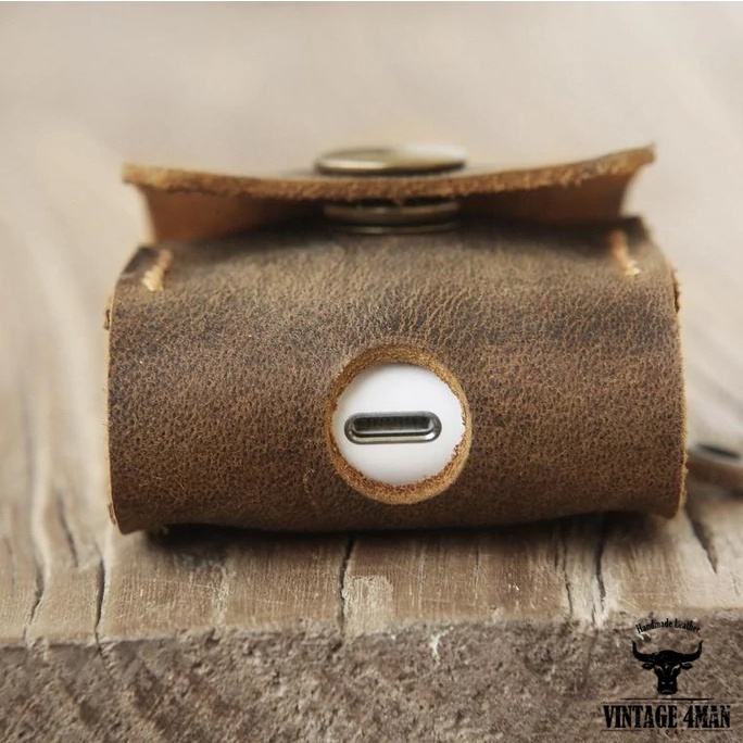 Vỏ Bảo Vệ AirPod, AirPods Pro / Case airpods Da Bò Thật Kiểu Dáng Vintage I1
