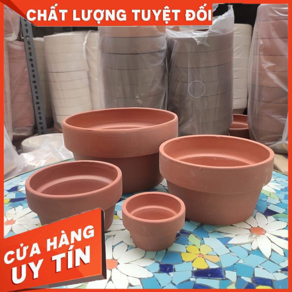 Chậu đất nung thấp màu nâu ❌ FREE SHIP ❌ Xuất xứ Bát Tràng, siêu phẩm trồng sen đá, xương rồng