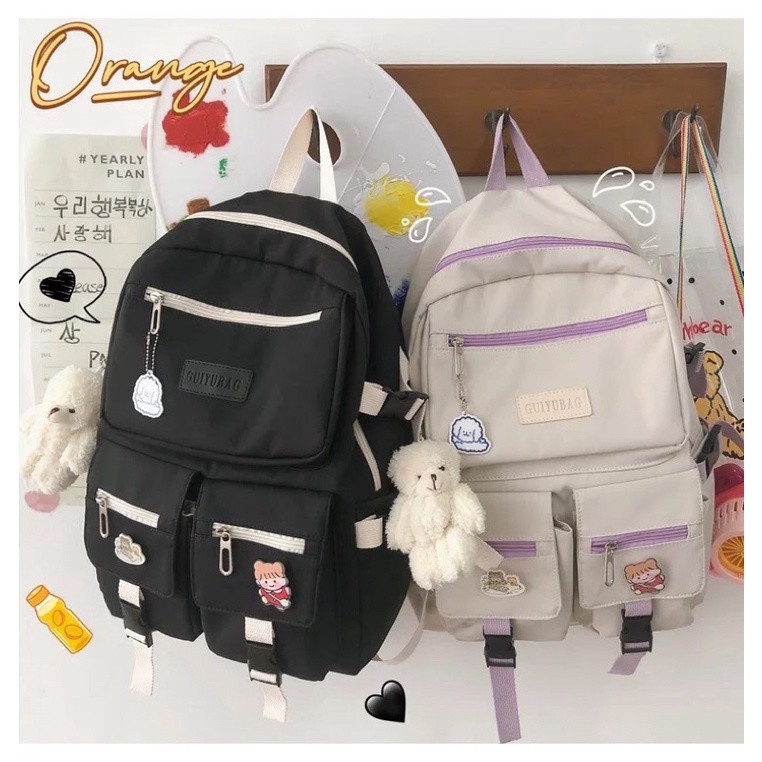 (Tặng kèm 3 sticker)Balo thời trang HOT TREND TQ01 Cặp Ulzzang logo 2 túi hộp thiết kế năng động trẻ trung 5.0