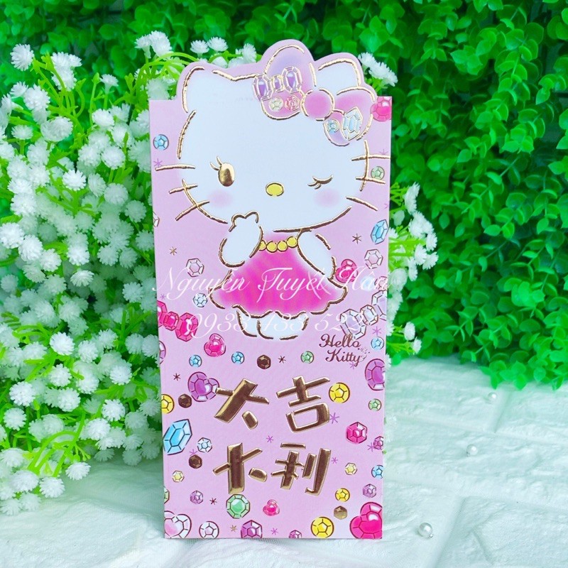 BAO LÌ XÌ 3D HỒNG KIM CƯƠNG HELLO KITTY