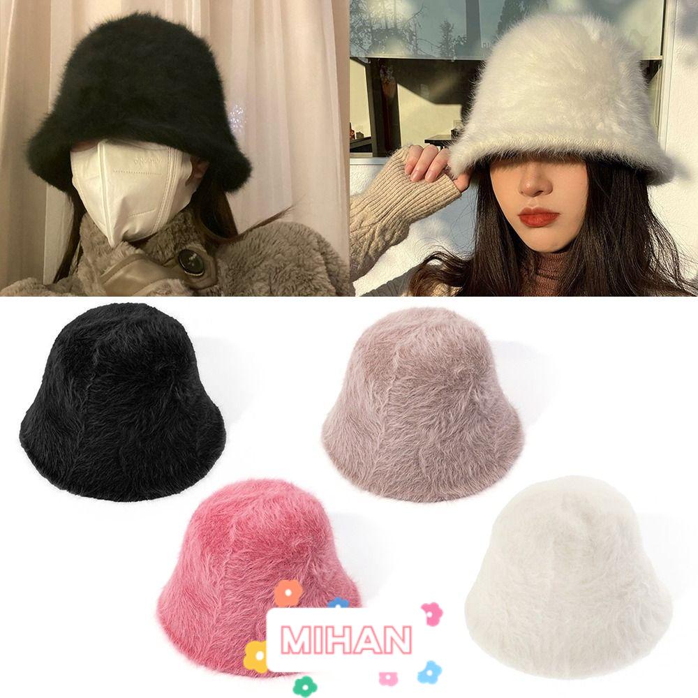 Nón Tai Bèo Phủ Lông Giữ Ấm Thời Trang Thu Đông Dành Cho Nữ MIHAN1