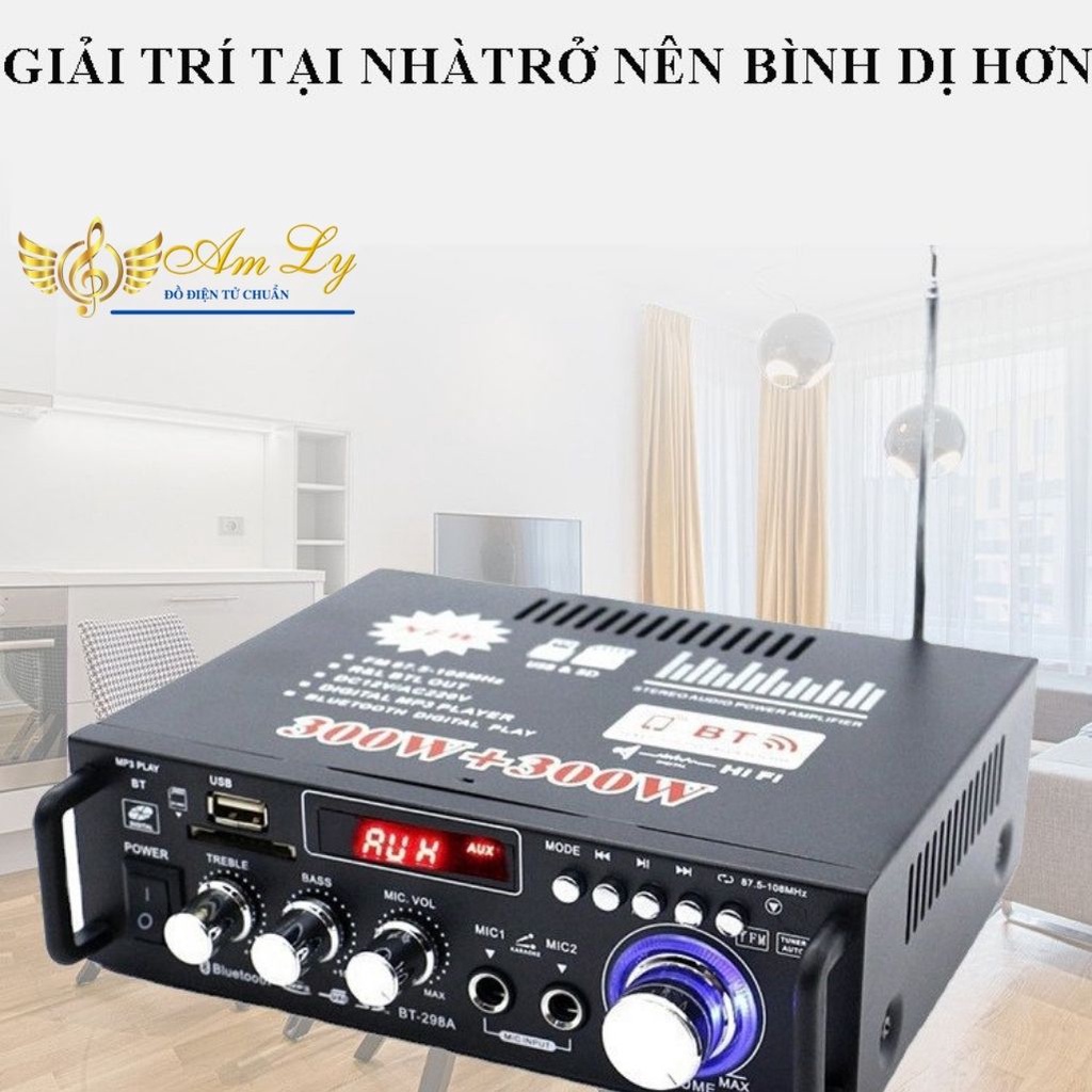 Âmly karaoke mini, Âm ly giá rẻ, Amly Mini Bluetooth BT-298A cao cấp, chức năng đa dạng BẢO HÀNH UY TÍN