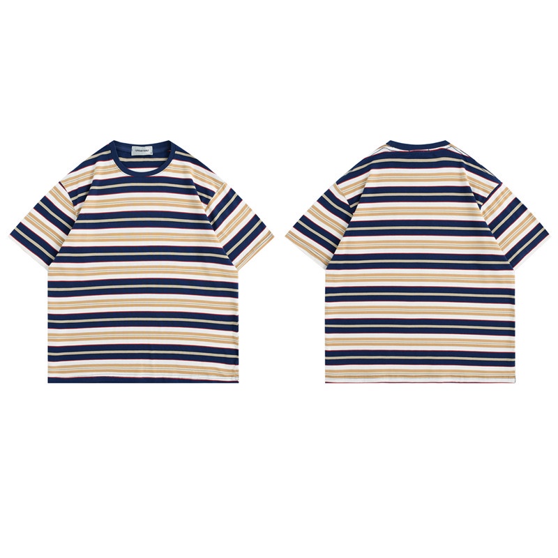 Áo Thun Cotton Oversize Kẻ Sọc Thời Trang Nhật Bản Dành Cho Nam Và Nữ 2022