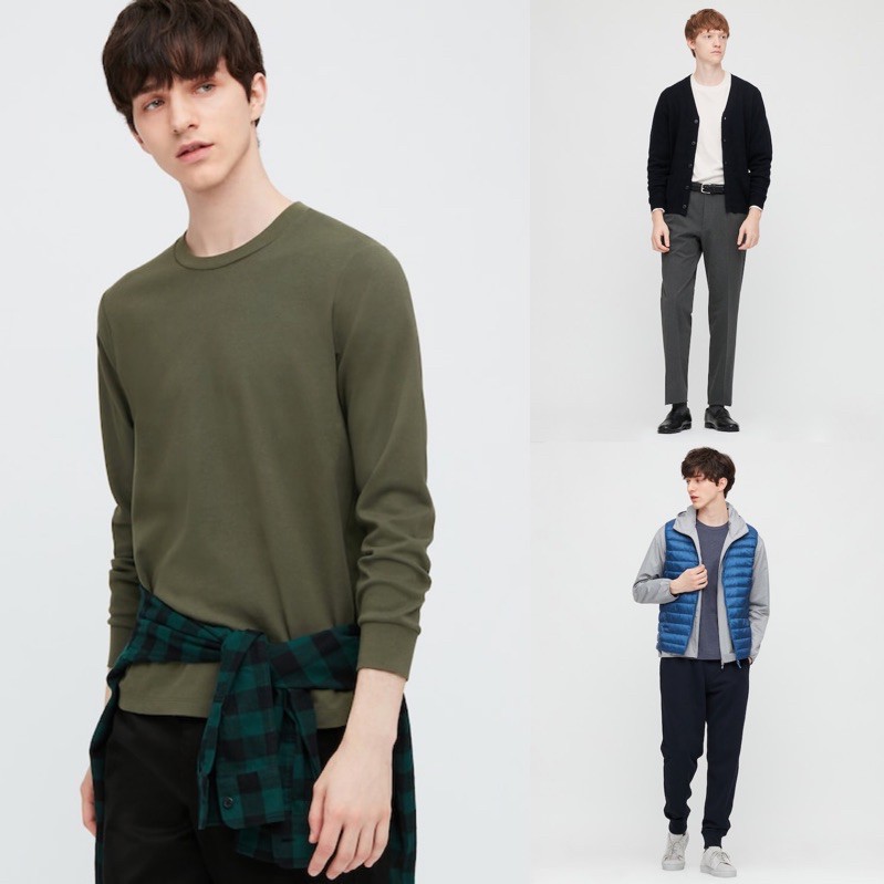 Áo thun giữ nhiệt nam cổ tròn dài tay Uniqlo chất cotton mềm mịn