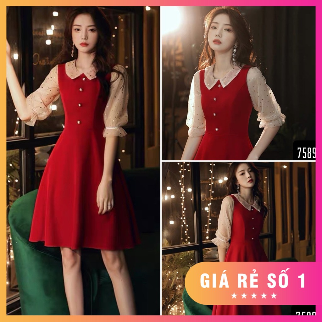 Đầm dự tiệc tay phối lưới nổi bật đủ size S,M,L,XL,XXL - 75897