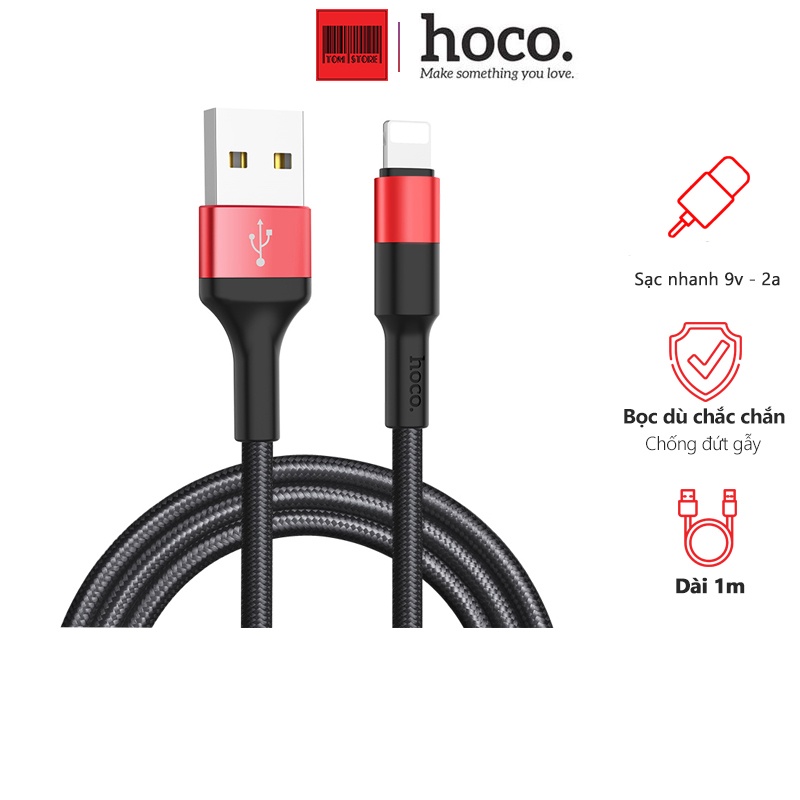 Cáp sạc Hoco X26 Linghting cho IPhone IPad dây dù  chống đứt dài 1M -Hàng phân phối chính hãng