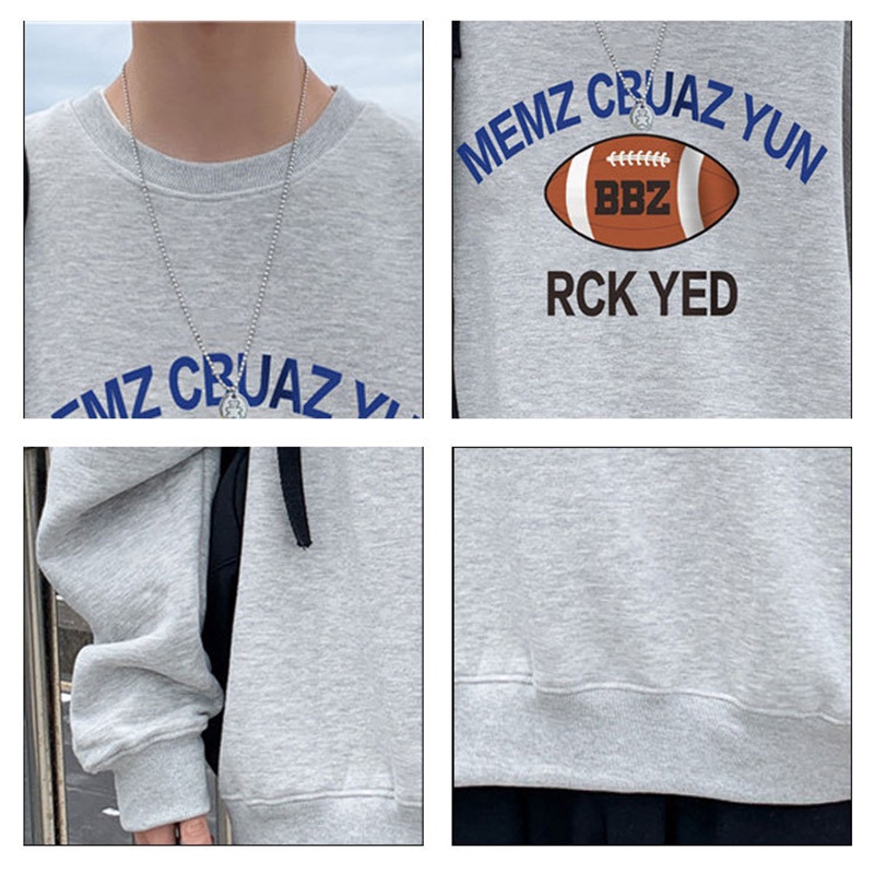 Áo sweater AOKANG tay dài cổ tròn lót nhung dáng rộng thời trang thu đông dành cho nam