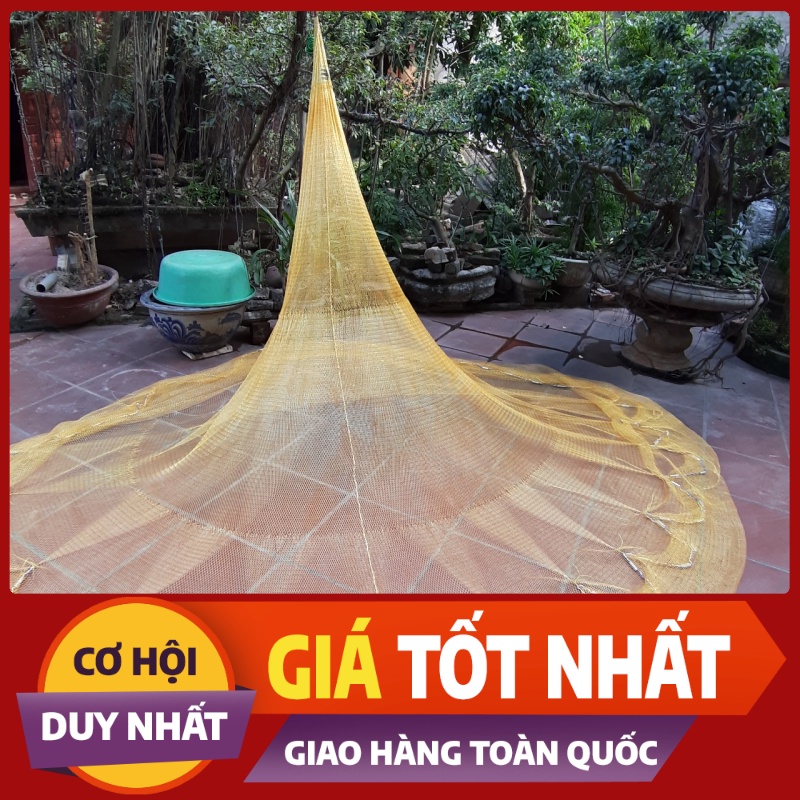 Chài Dù Vàng Chì Đúc, Kích thước |Cao 2,5m - Bung rộng 5m| - |Cao 3m - Bung rộng 6m| - |Cao 4m - Bung rộng 8m|