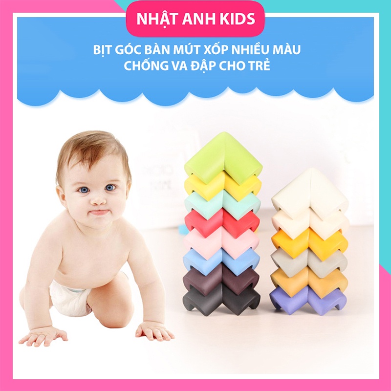 Set 4 miếng Bịt Góc Bàn Mút Xốp hình chữ L Cao Cấp, chống va đập, bảo vệ an toàn cho trẻ