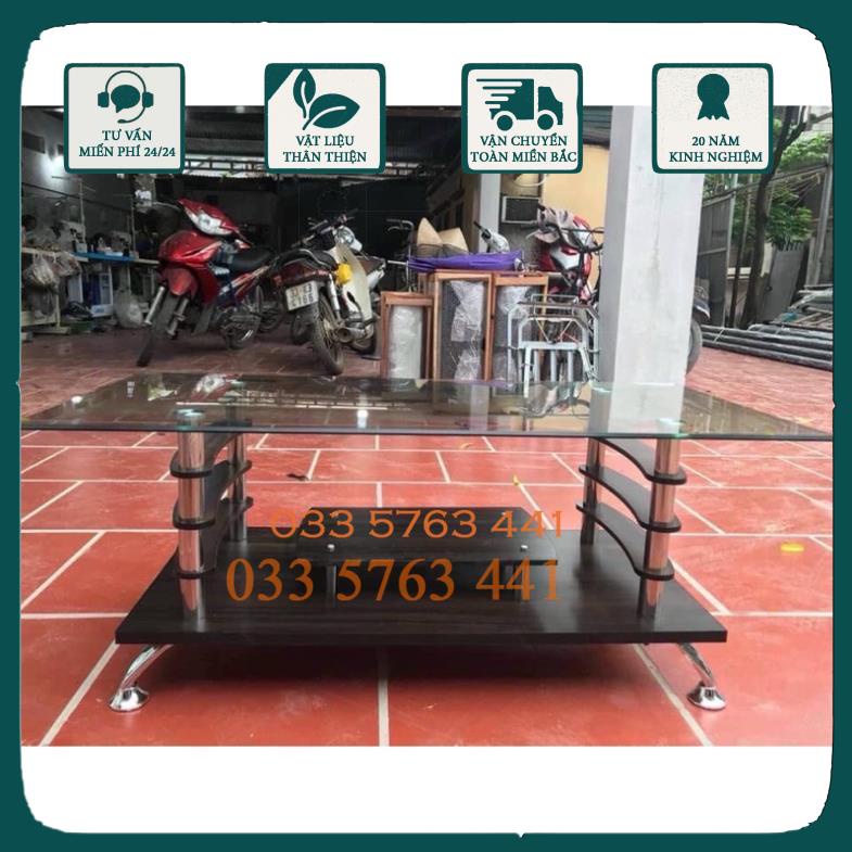 Bàn trà sofa mặt kính kết hợp gỗ MDF 48x95