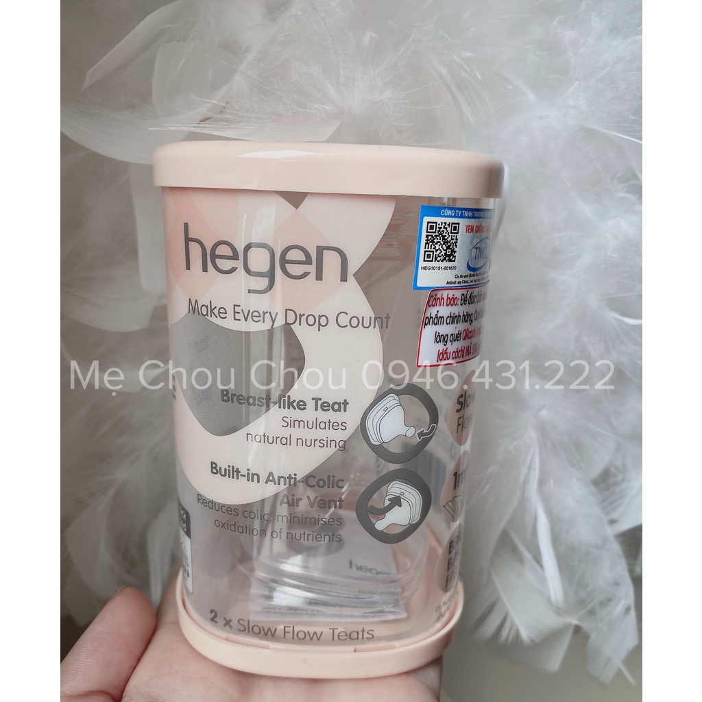 Núm ti bình sữa Hegen cho bé, núm ty thay thế số 0, 1, 2, 3 và Y cắt