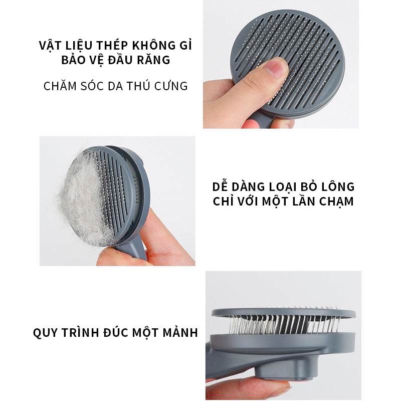 [HCM] PAKEWAY T9 Lược chải lông chó mèo cao cấp - cải tiến nút bấm lấy lông thừa dễ dàng-[CW-ST9]
