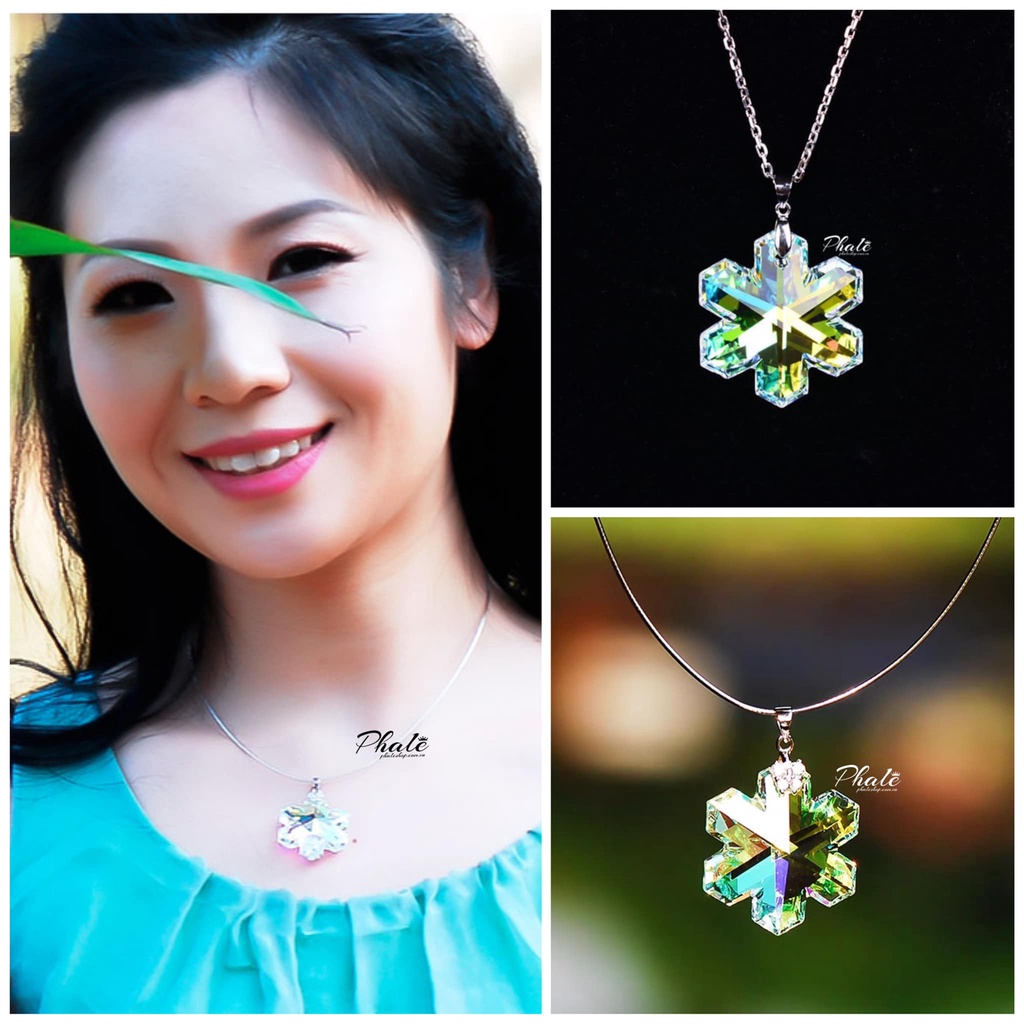Mặt Dây Chuyền Pha Lê Swarovski Hình Bông Tuyết S25mm