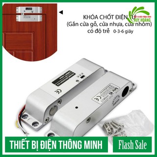 Khóa chốt cửa điện từ 2 thanh gắn cửa gỗ-nhựa-nhôm, loại thường mở 12VDC có độ trễ 0-3-6 giây