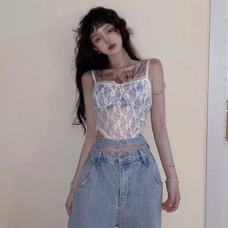 ÁO CROPTOP HAI DÂY SEXY PHONG CÁCH EGIRLS / CORSET HAI DÂY REN / ÁO REN SEXY NỮ