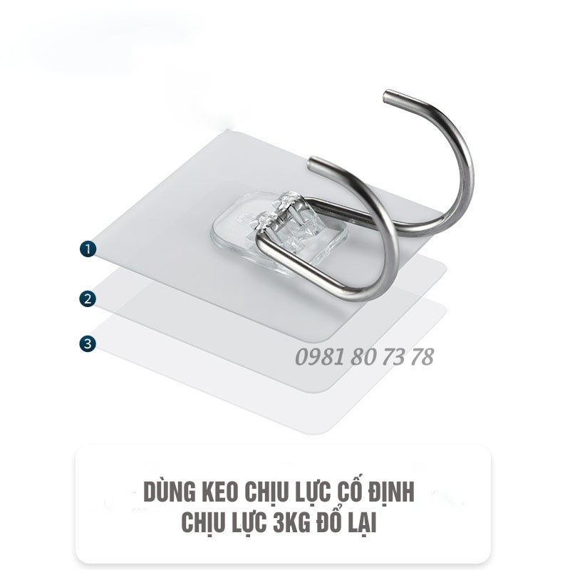 01 Móc Inox 304 dán tường 2 chân - Móc treo tiện lợi - MÓC 2 CHÂN