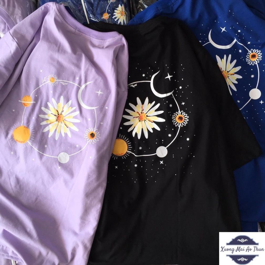Áo phông form rộng tay lỡ unisex - Áo thun hình hoa cúc và họa tiết cực ngầu - Sỉ áo thun số lượng lớn ་