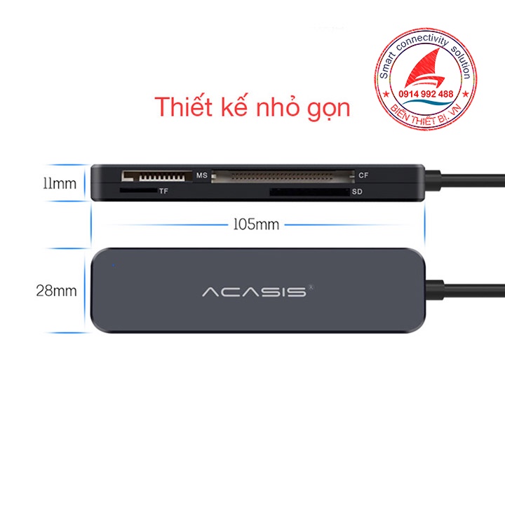 Đầu đọc thẻ đa năng USB 3.0 đọc các loại thẻ nhớ SD MicroSD TF CF MS - Đọc được nhiều thẻ cùng một lúc