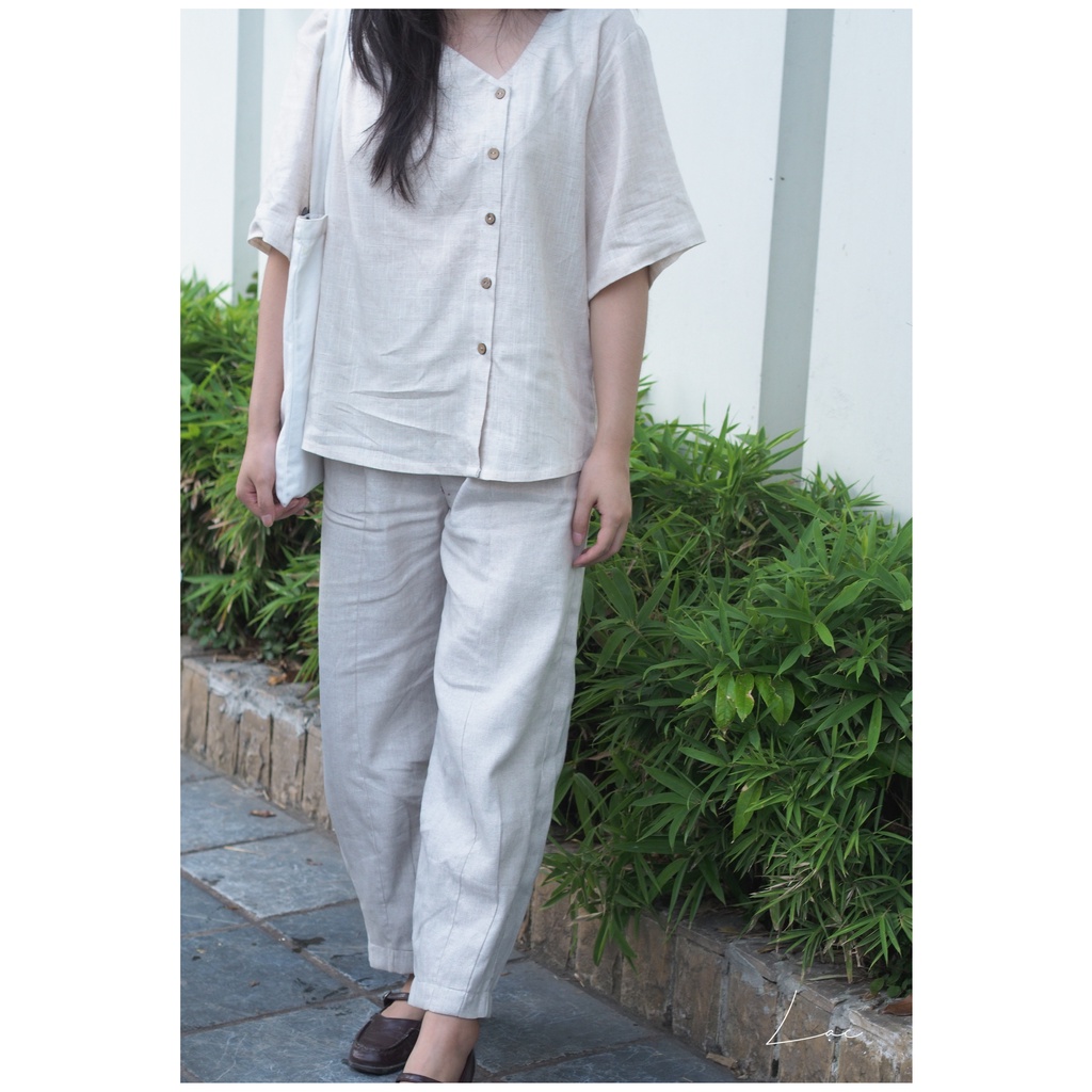 Quần linen - quần cạp lưng chun nếp gấu ( nhận đặt may theo số đo )