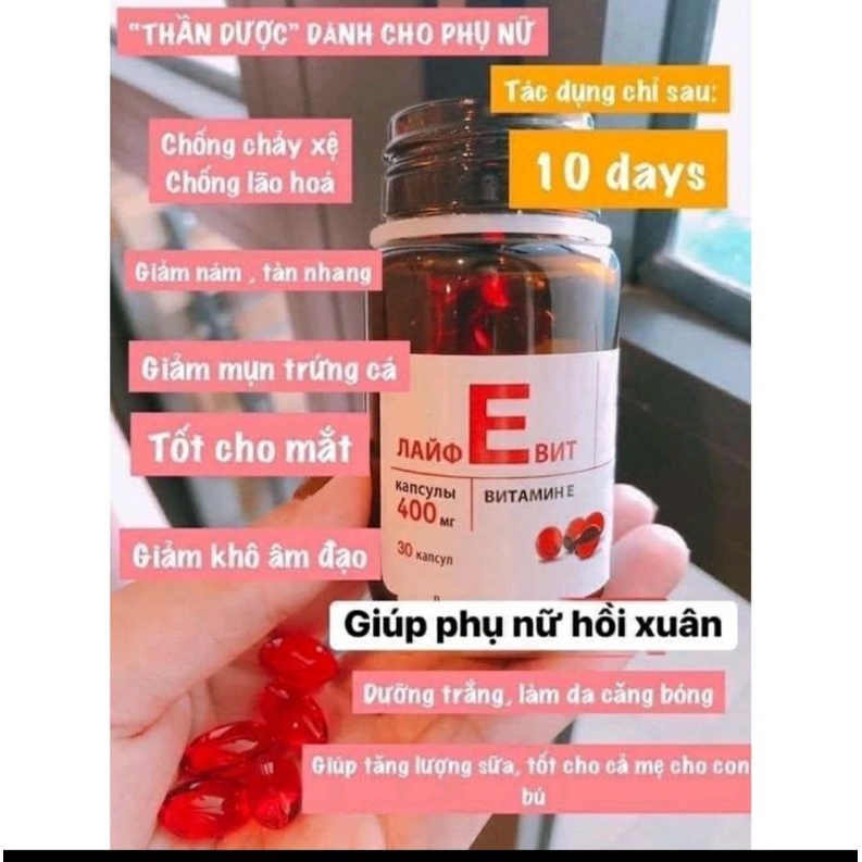 Vitamin E đỏ Nga, hộp thủy tinh